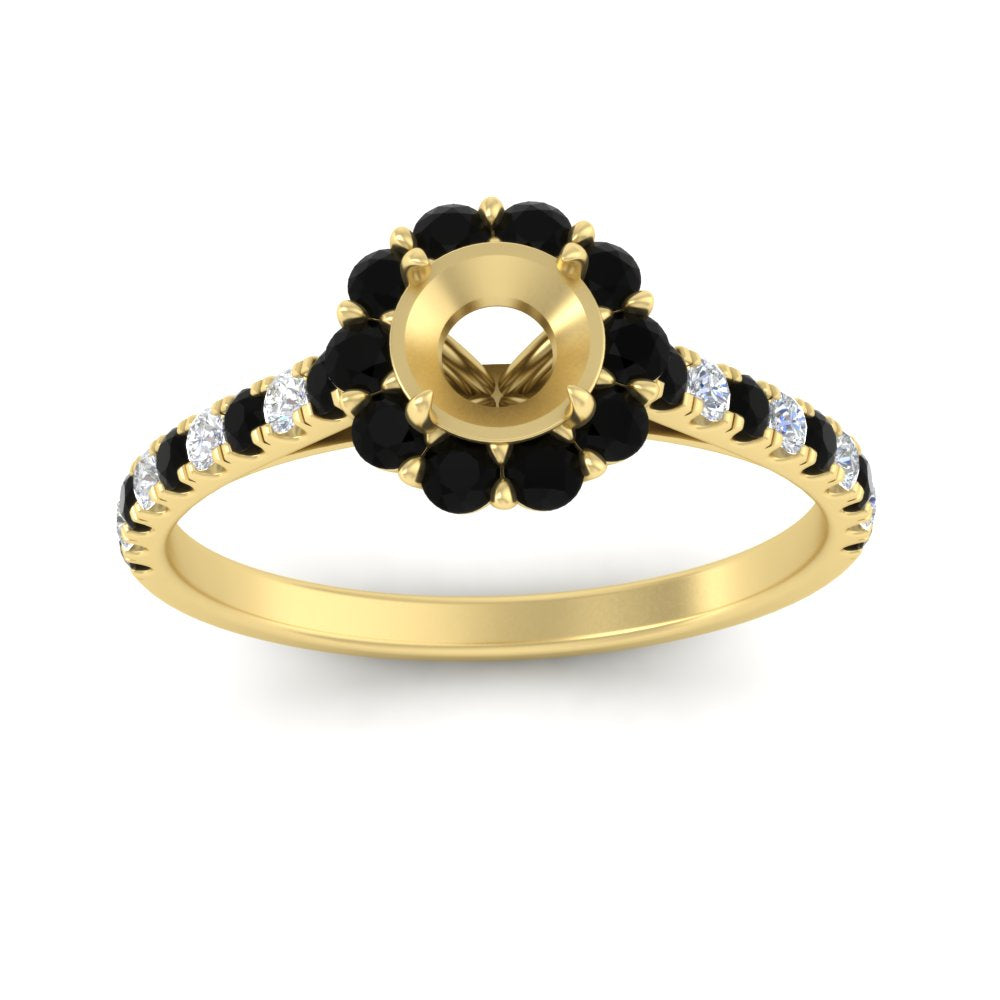 Semi Mount Flower Round Halo Diamond Ring