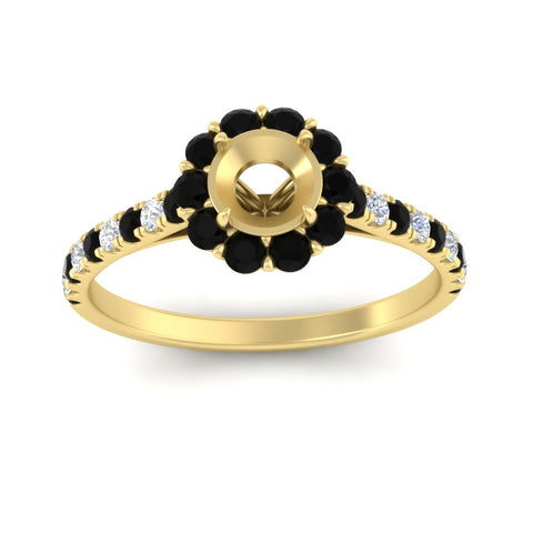 Semi Mount Flower Round Halo Diamond Ring