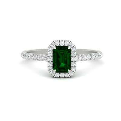 Gemstone Halo Diamond Engagement Ring