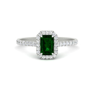 Gemstone Halo Diamond Engagement Ring