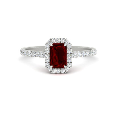 Gemstone Halo Diamond Engagement Ring
