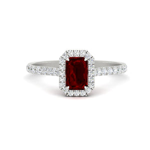 Gemstone Halo Diamond Engagement Ring
