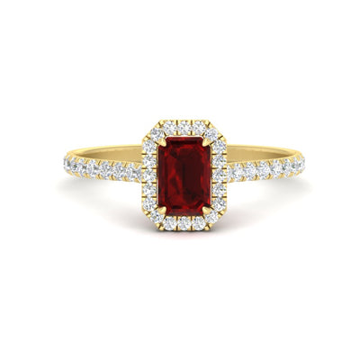 Gemstone Halo Diamond Engagement Ring