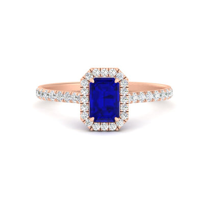 Gemstone Halo Diamond Engagement Ring