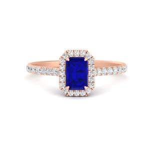 Gemstone Halo Diamond Engagement Ring