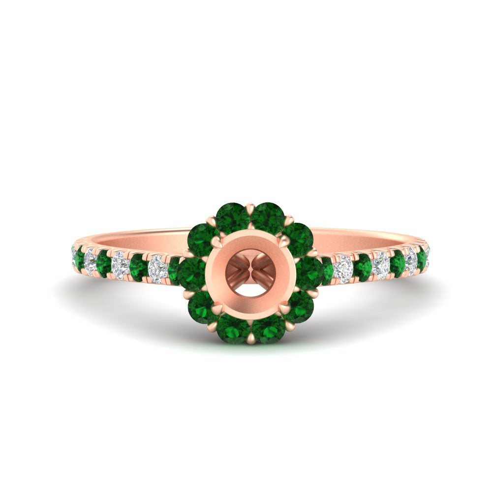 Semi Mount Flower Round Halo Diamond Ring