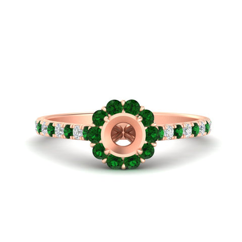 Semi Mount Flower Round Halo Diamond Ring