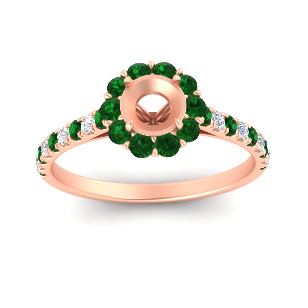 Semi Mount Flower Round Halo Diamond Ring