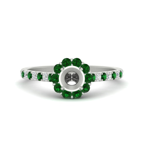 Semi Mount Flower Round Halo Diamond Ring