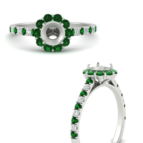 Semi Mount Flower Round Halo Diamond Ring