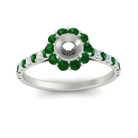 Semi Mount Flower Round Halo Diamond Ring