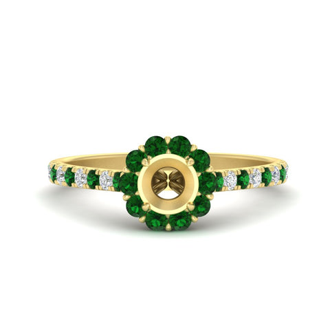 Semi Mount Flower Round Halo Diamond Ring