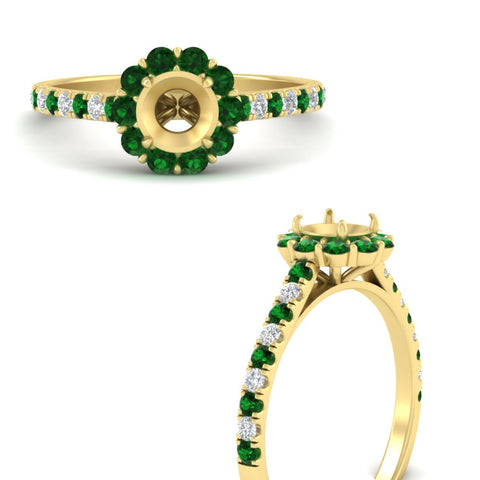Semi Mount Flower Round Halo Diamond Ring