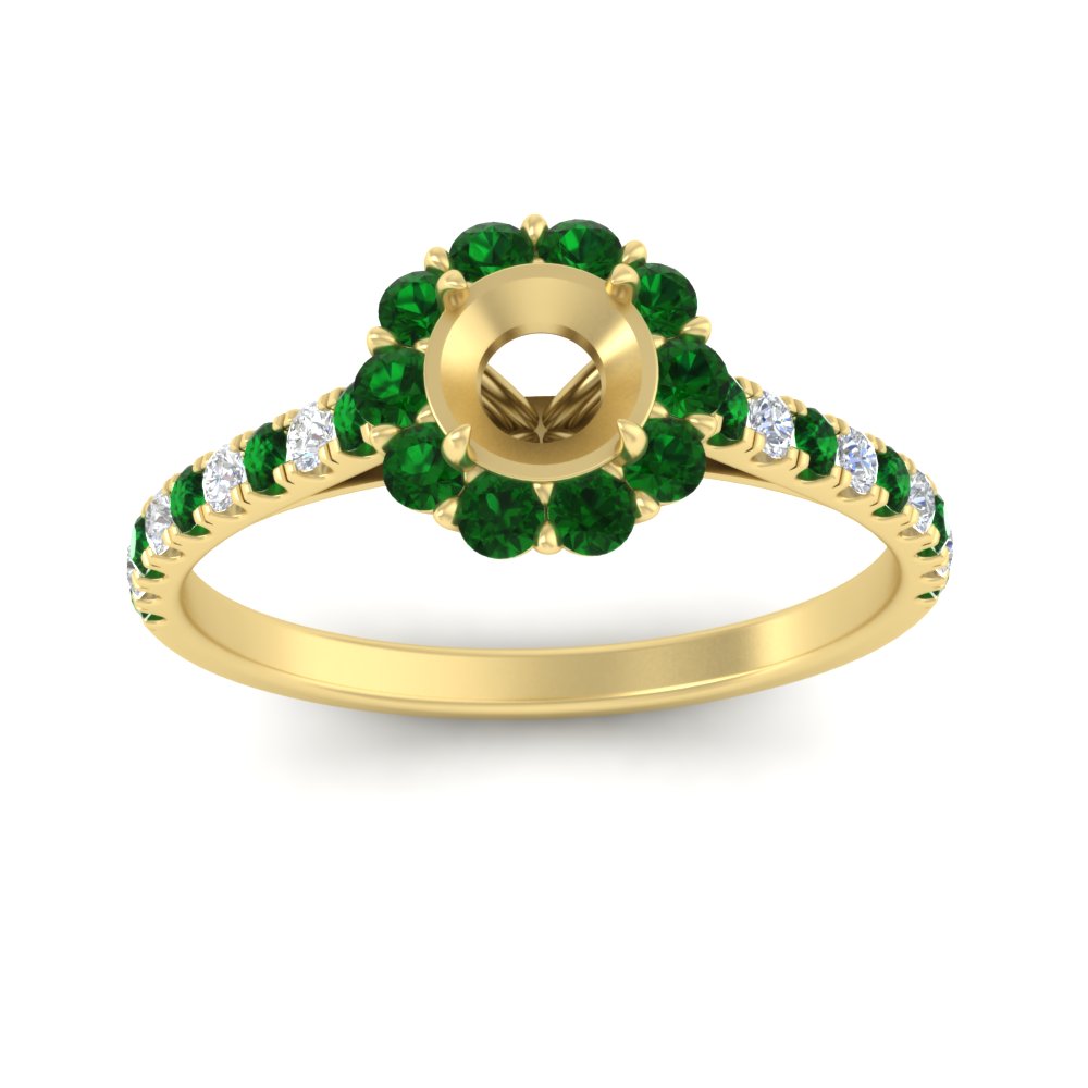 Semi Mount Flower Round Halo Diamond Ring