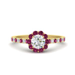 Load image into Gallery viewer, colored-pink-sapphire-round-halo-diamond-ring-in-yellow-gold-FD10218RORGSADRPI-NL-YG
