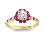 Load image into Gallery viewer, colored-pink-sapphire-round-halo-diamond-ring-in-yellow-gold-FD10218RORGSADRPIANGLE5-NL-YG
