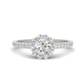Flower Round Halo Diamond Ring