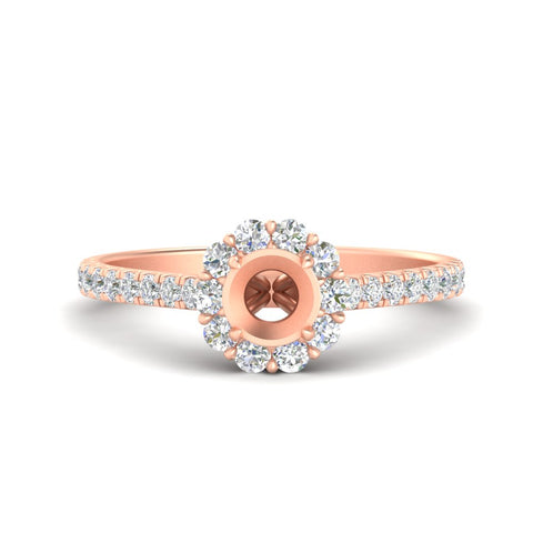 Semi Mount Flower Round Halo Diamond Ring