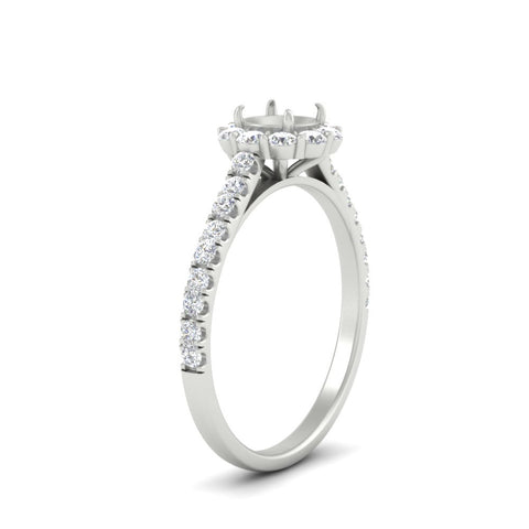 Semi Mount Flower Round Halo Diamond Ring