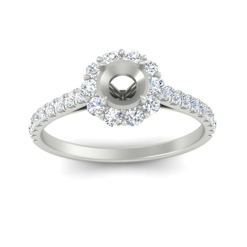 Semi Mount Flower Round Halo Diamond Ring