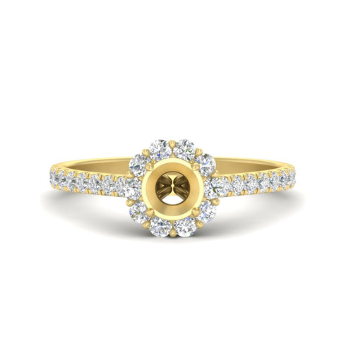 Semi Mount Flower Round Halo Diamond Ring