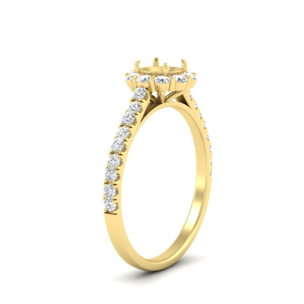 Semi Mount Flower Round Halo Diamond Ring