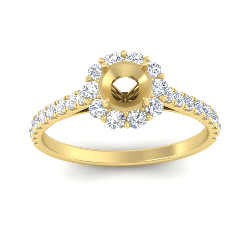 Semi Mount Flower Round Halo Diamond Ring