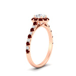 Load image into Gallery viewer, colored-ruby-round-halo-diamond-ring-in-rose-gold-FD10218RORGRUDRANGLE2-NL-RG
