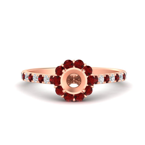 Semi Mount Flower Round Halo Diamond Ring