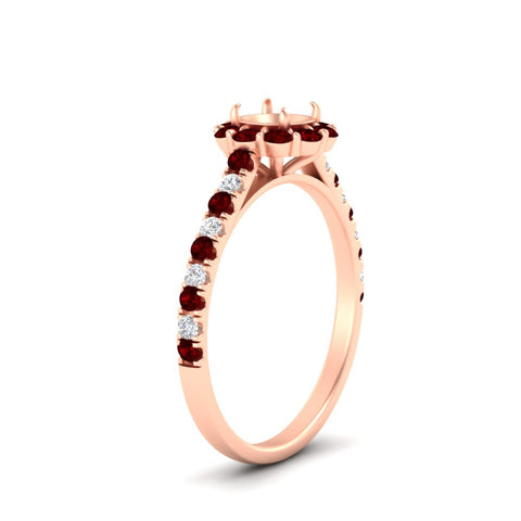 Semi Mount Flower Round Halo Diamond Ring