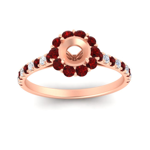 Semi Mount Flower Round Halo Diamond Ring