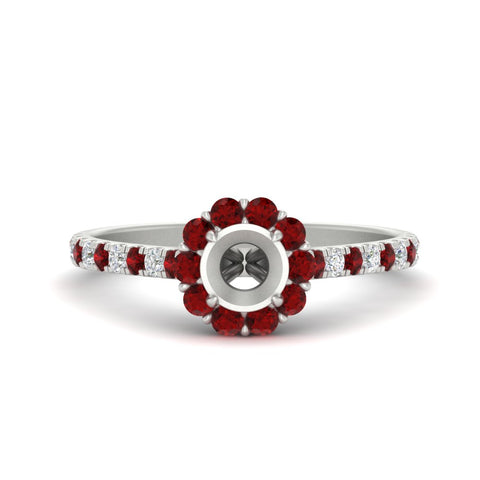 Semi Mount Flower Round Halo Diamond Ring