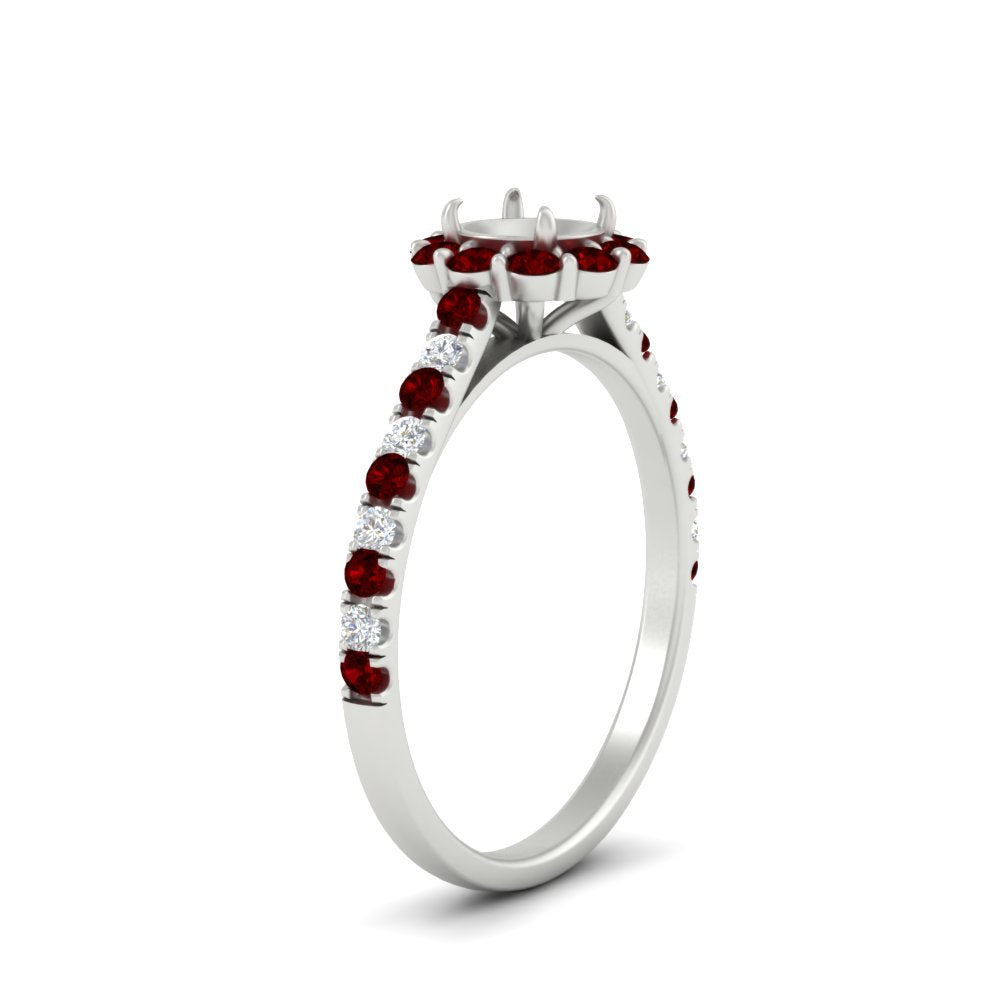 Semi Mount Flower Round Halo Diamond Ring