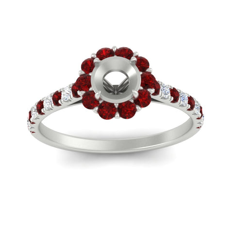 Semi Mount Flower Round Halo Diamond Ring