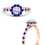 Load image into Gallery viewer, colored-sapphire-round-halo-diamond-ring-in-rose-gold-FD10218RORGSABLANGLE3-NL-RG
