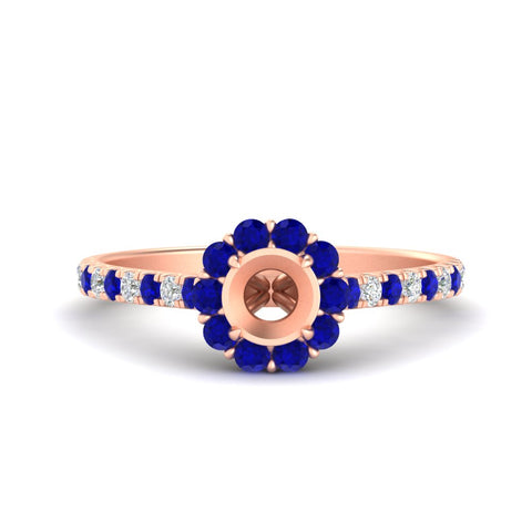Semi Mount Flower Round Halo Diamond Ring