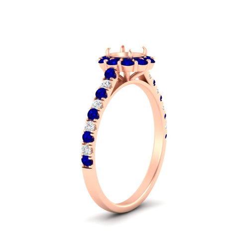 Semi Mount Flower Round Halo Diamond Ring