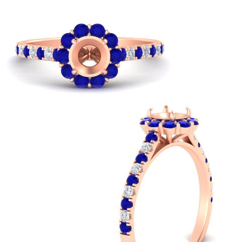 Semi Mount Flower Round Halo Diamond Ring