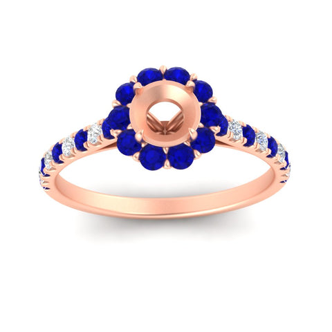 Semi Mount Flower Round Halo Diamond Ring