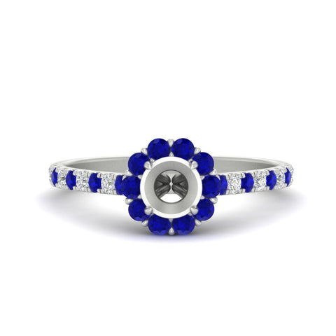 Semi Mount Flower Round Halo Diamond Ring