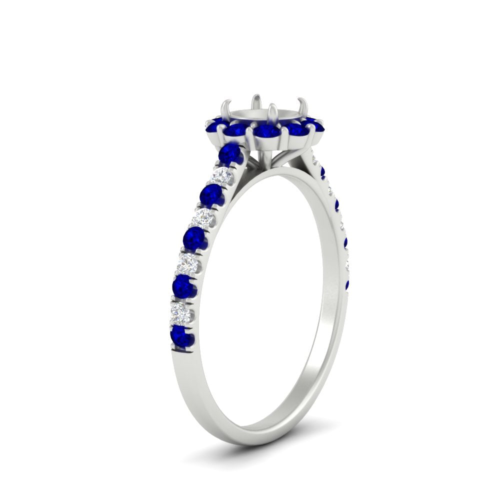 Semi Mount Flower Round Halo Diamond Ring