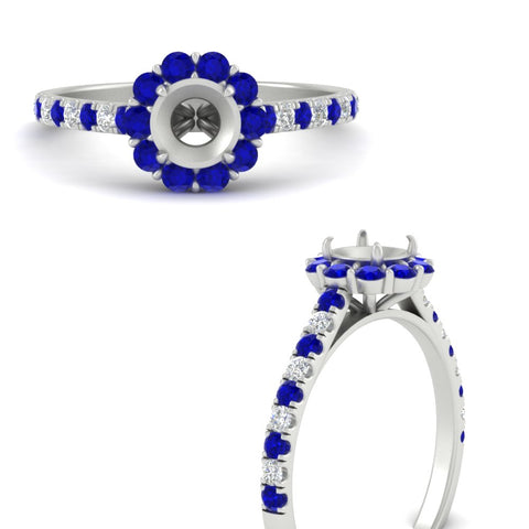 Semi Mount Flower Round Halo Diamond Ring