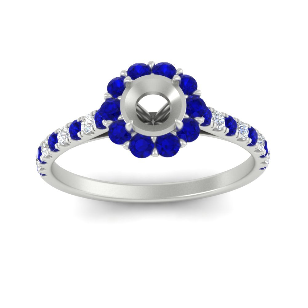 Semi Mount Flower Round Halo Diamond Ring