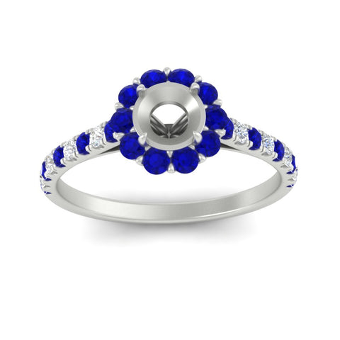 Semi Mount Flower Round Halo Diamond Ring