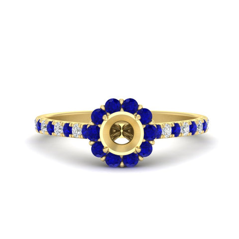 Semi Mount Flower Round Halo Diamond Ring