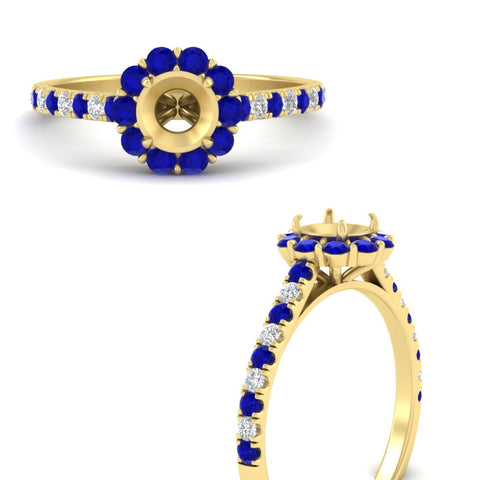 Semi Mount Flower Round Halo Diamond Ring