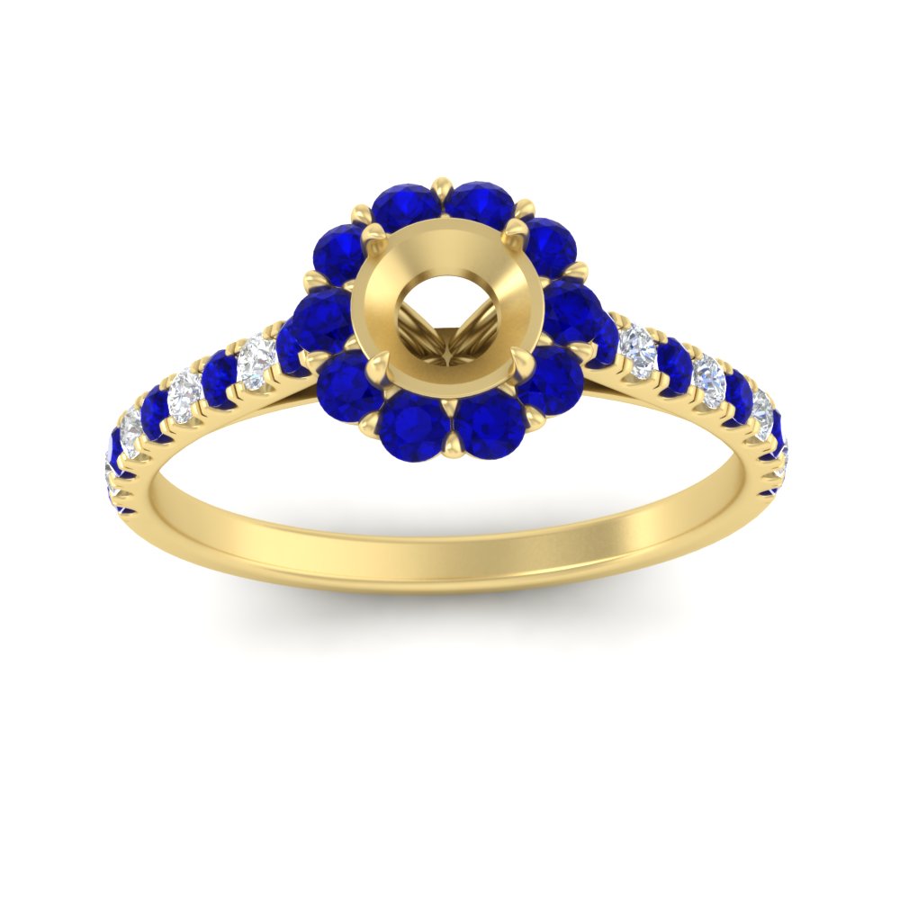 Semi Mount Flower Round Halo Diamond Ring