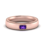 Load image into Gallery viewer, comfort-fit-emerald-amethyst-mens-wedding-band-in-rose-gold-fd123214emrgamst-nl-rg
