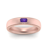 Load image into Gallery viewer, comfort-fit-emerald-amethyst-mens-wedding-band-in-rose-gold-fd123214emrgamst-nl-rg
