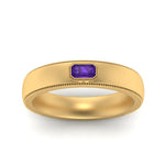 Load image into Gallery viewer, comfort-fit-emerald-amethyst-mens-wedding-band-in-yellow-gold-fd123214emrgamst-nl-yg
